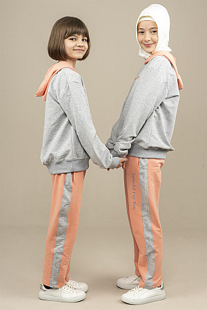 Young Girls Tracksuit Set Gray