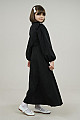 Genç Kız Gömlek Yaka Fırfır Detaylı Uzun Elbise Siyah