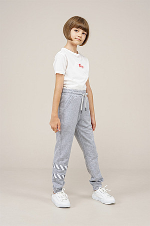 Young Girls Stripe Detailed Sweatpants Gray