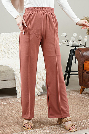 Women&#39;s Waist Elastic Pocket Trousers Rose Dried