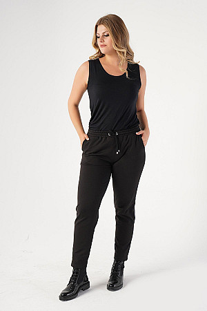 Large Size Waist Elastic Detailed Trousers