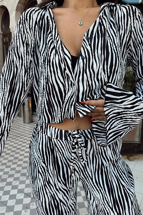 Zebra Desen Gömlek Siyah-Beyaz