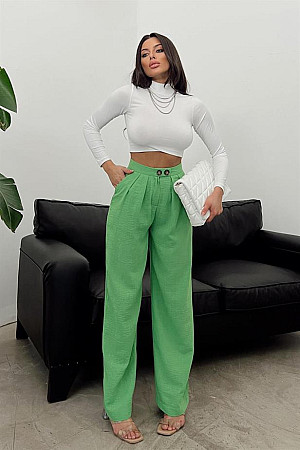 Toptan Ham Keten Salaş Pantolon B.Yeşil