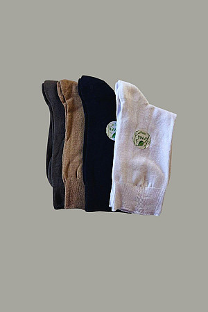 Kısa Konç Çok Rekli 4lü Bambu Topuk Burun Dikişsiz Takviyeli Kadın Soket Çorap 1002-KısaKonç