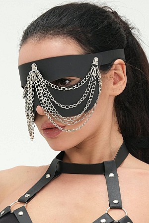 Zincirli Deri Maske 800273MAS