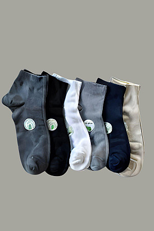 6lı Bambu Topuk Burun Dikişsiz Kısa Konç Spor Erkek Babet Çorap Pamuk 2008-ÇokRekli-6LI