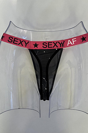 Anastasia Underwear 81903-S Beli Yazılı String Siyah Şık Külot