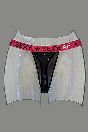 Anastasia Underwear 81903-S Beli Yazılı String Siyah Şık Külot