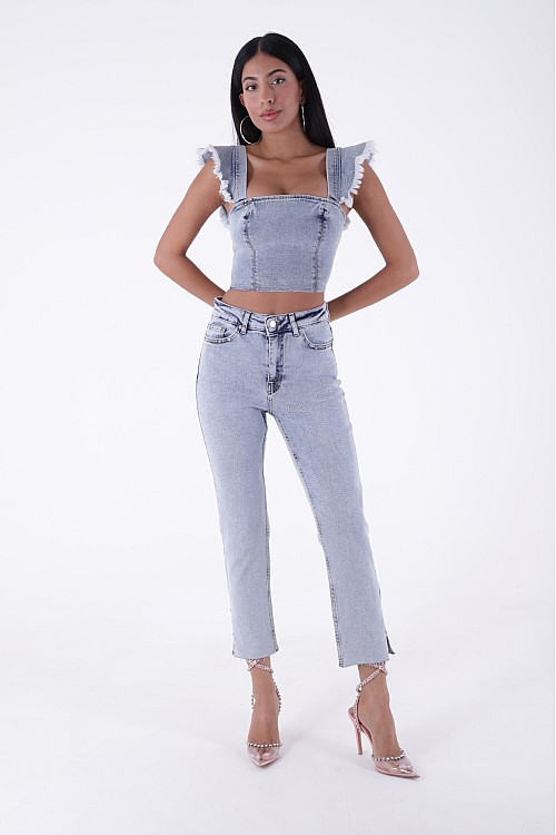 Flare Paça Mom Kot Pantolon 1774-08-(26-31)