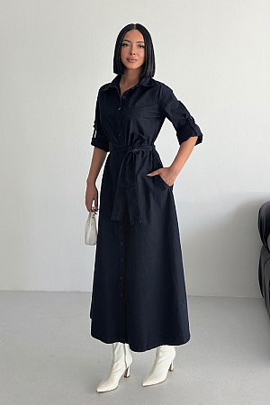 Düğmeli Uzun Erkek Çocuk Kot Elbise 3047-73-(S-XL)