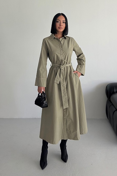 Düğmeli Uzun Erkek Kot Elbise 3047-74-(S-XL)