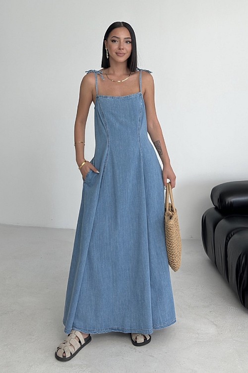 Bağcık Detaylı Volanlı Elbise 3052-25-(S-XL)