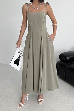 Bağcık Detaylı Volanlı Elbise 3052-74-(S-XL)