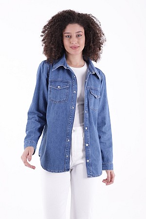 Çıtçıtlı Kot Gömlek 6013-27-(S-XL-6)