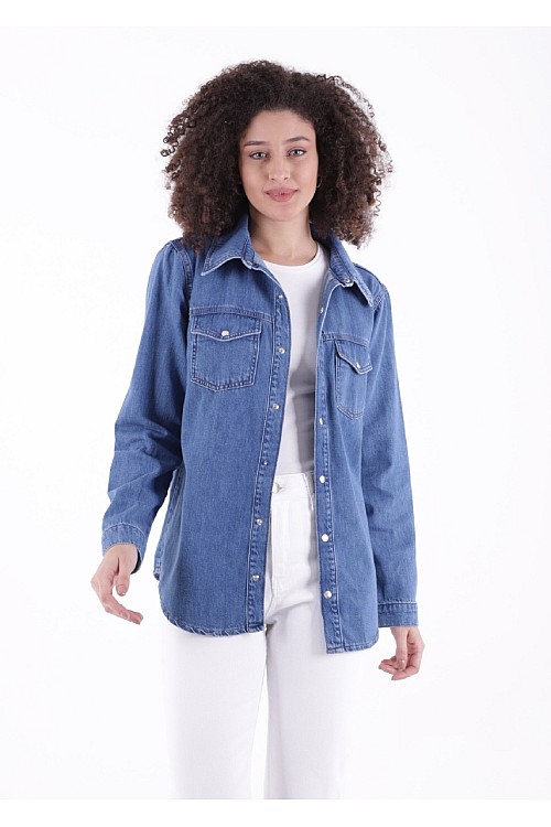 Çıtçıtlı Kot Gömlek 6013-27-(S-XL-6)