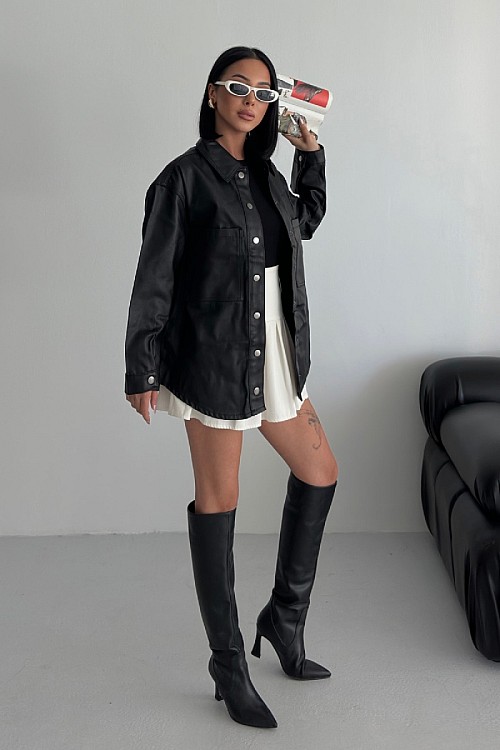 Cepli Oversize Kot Gömlek 6055-46-(SM-4)