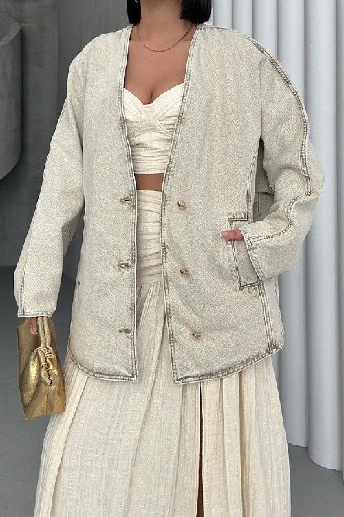 Oversize Yarasa Kollu Kot Ceket 6059-79-(STD-4)
