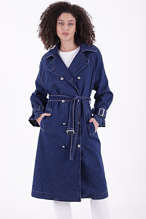 Kemerli Uzun Trençkot 6077-26-(S+L+4)