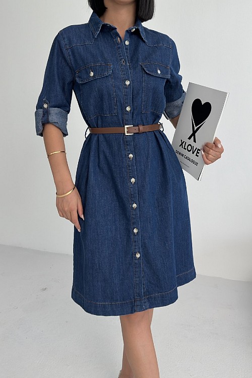 Düğmeli Uzun Gömlek 6102-26-(S-XL)