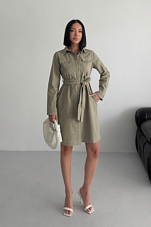Düğmeli Uzun Gömlek Elbise 6102-74-(S-XL)