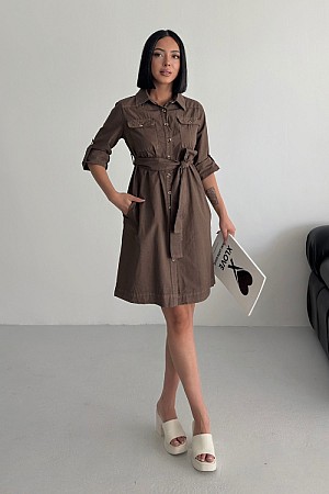 Düğmeli Uzun Gömlek Elbise 6102-78-(S-XL)
