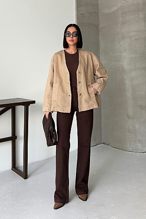 Astarlı Oversize Kot Ceket 6200-70-(S+L+3) Astarlı Oversize Kot Ceket 6200-70-(S+L+3)
