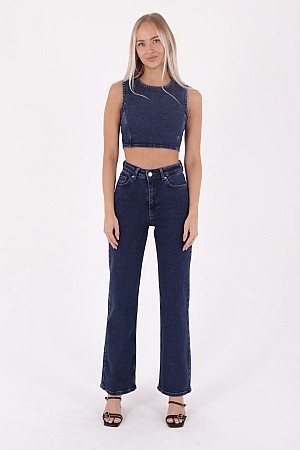 Dikişli Paça Relax Kot Pantolon 7026-26-(26-31)