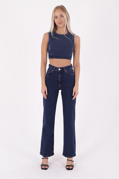Dikişli Paça Relax Kot Pantolon 7026-26-(26-31)