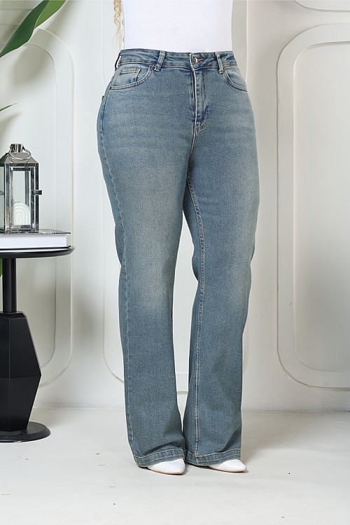 Dikişli Paça Relax Kot Pantolon 7026-62B(32-36)