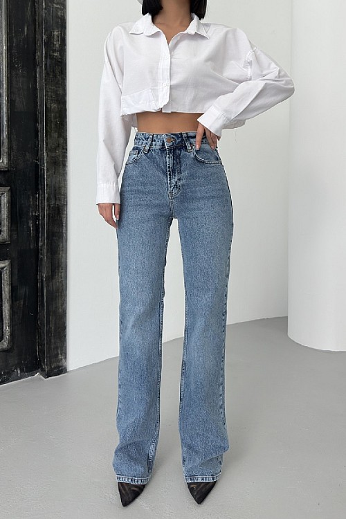 Yüksel Bel Düz Kot Pantolon 7033-06-(26-31)