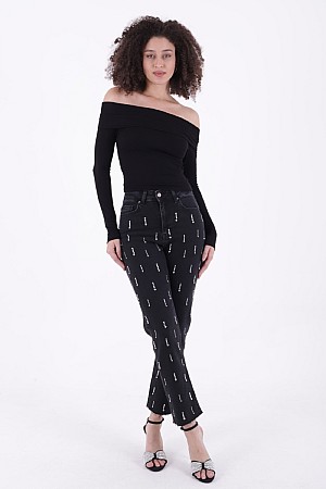 Tek Taraflı Droplu Kot Pantolon 7038-23-(26-31)