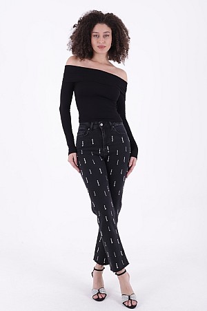 Tek Taraflı Droplu Kot Pantolon 7038-23-(28-33)