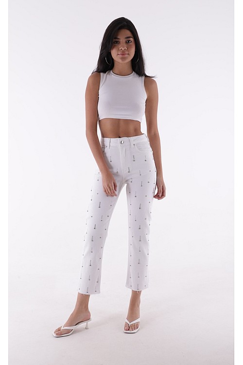 Tek Taraflı Droplu Kot Pantolon 7038-50-(26-31)