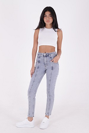 Önü Parçalı Kot Pantolon 7043-08-(26-31)