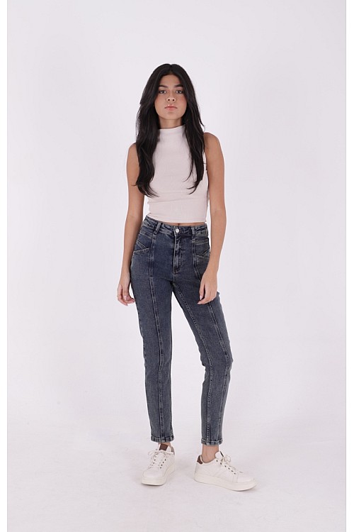 Önü Parçalı Kot Pantolon 7043-28-(26-31)