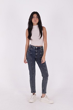 Önü Parçalı Kot Pantolon 7043-28-(28-33)