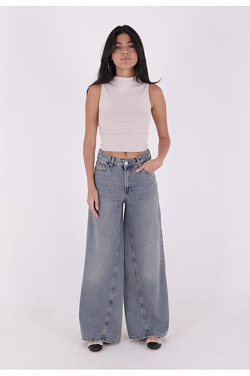 Parçalı Bol Kot Pantolon 7045-62-(27-32)