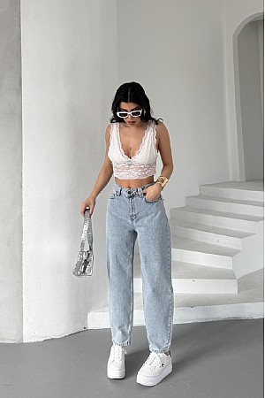 Likrasız Mom Kot Pantolon 7057-08-(26-31)