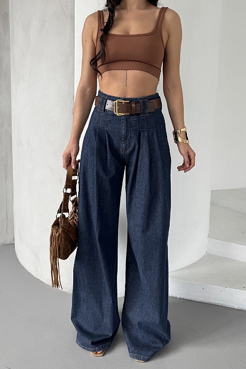 Pensli Bol Paça Kot Pantolon 7063-17-(27-32)
