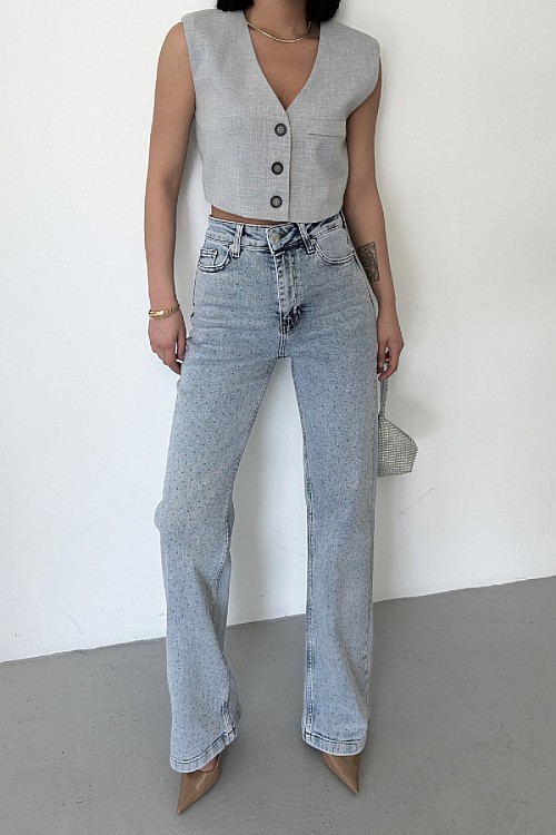 Serpme Taşlı Kot Pantolon 7107-08-(28-33)