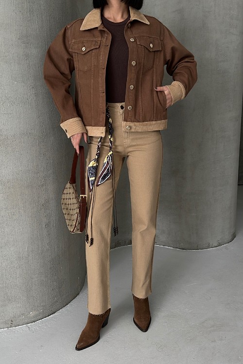 Şerit Detaylı Mom Fit Kot Pantolon 7111-70-(28-33)