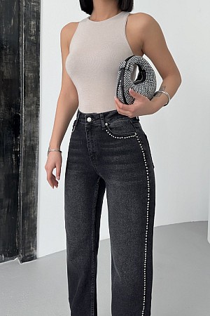 Taşlı Straight Kot Pantolon 7112-03-(28-33)