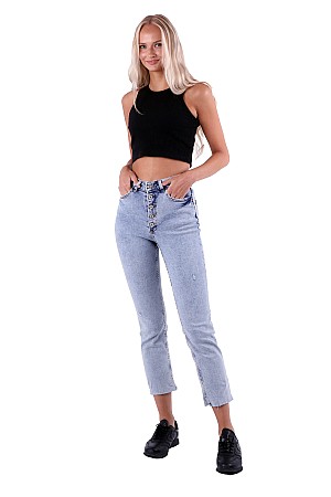 5 Düğmeli Mom Fit Kot Pantolon 745-08-(26-28)