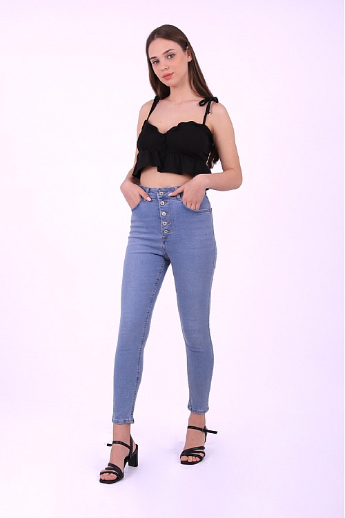 Önü 5 Düğmeli Skinny Kot Pantolon 755-15B(30-36)