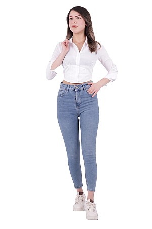 Yüksek Bel Kısa Skinny Jean Açık Mavi Kot (26-28)