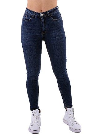 Yüksek Bel Bilek Boyu Skinny Jean Koyu Mavi Denim (26-31)