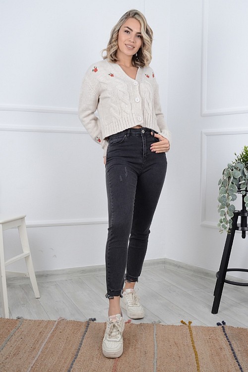 Paçası Lazerli Kot Pantolon 884-23-(27-32)