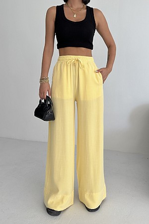 Paça Detaylı Lastikli Keten Pantolon HS700-93-(S-XL)