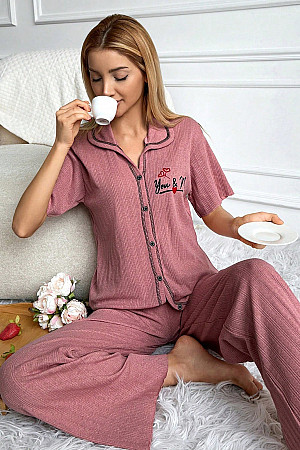 Önden Düğmeli Pijama Takımı