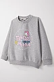 Kız Çocuk Sweatshirt Yazı & Kelebek Baskılı Açık Gri Melanj (3-8 Yaş)